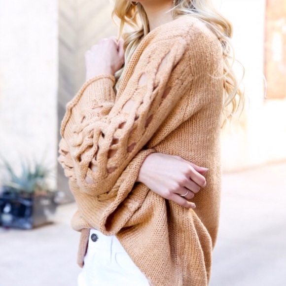 Open Weave Sleeve Sweater - Picture 2 of 5